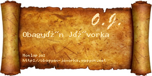 Obagyán Jávorka névjegykártya
